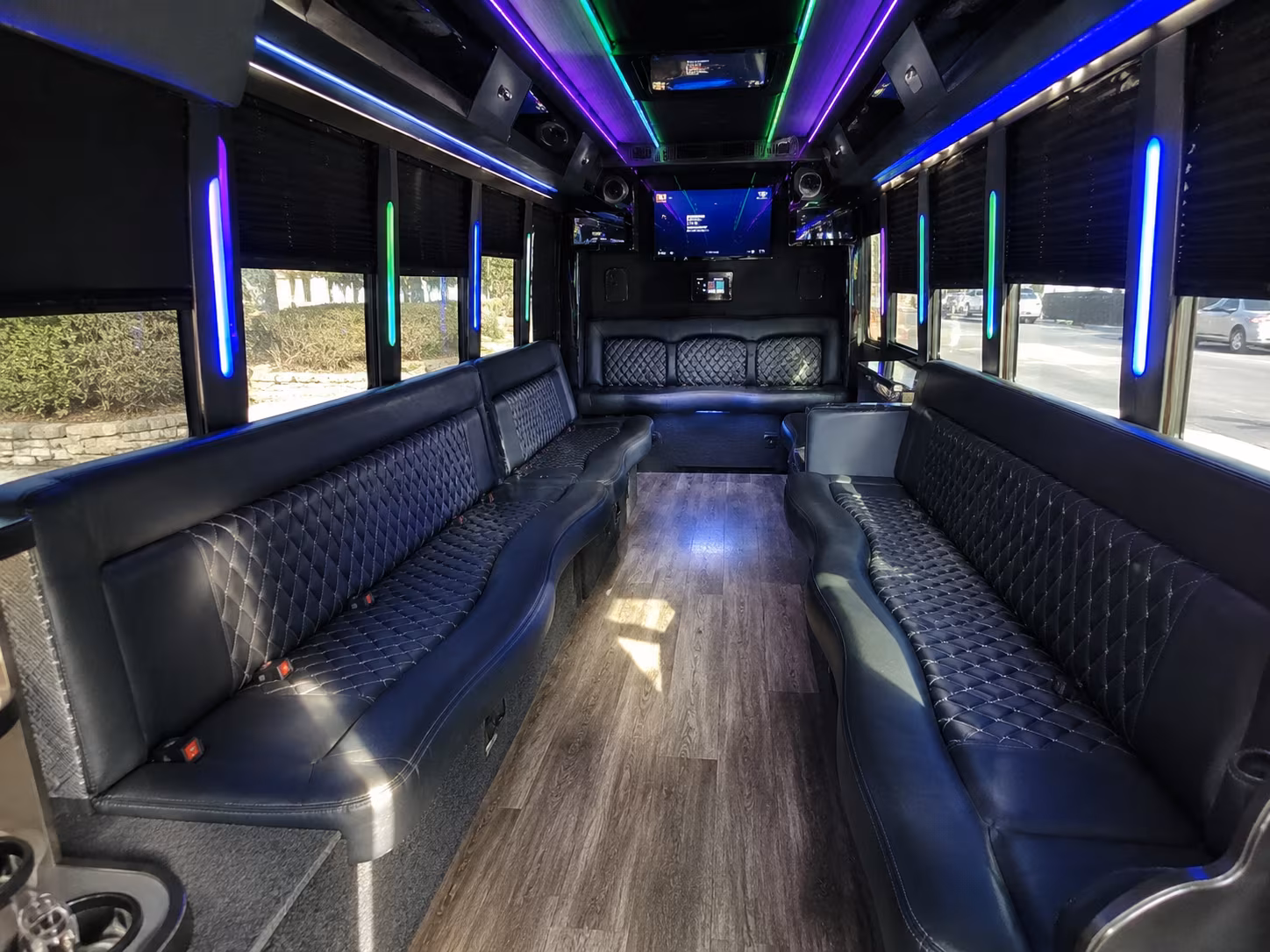 los banos 15 passenger party bus interior