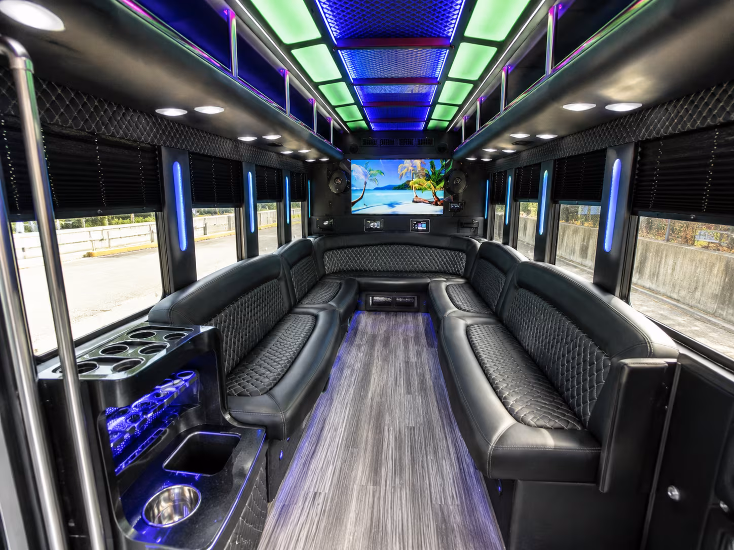 los banos 18 passenger party bus inside