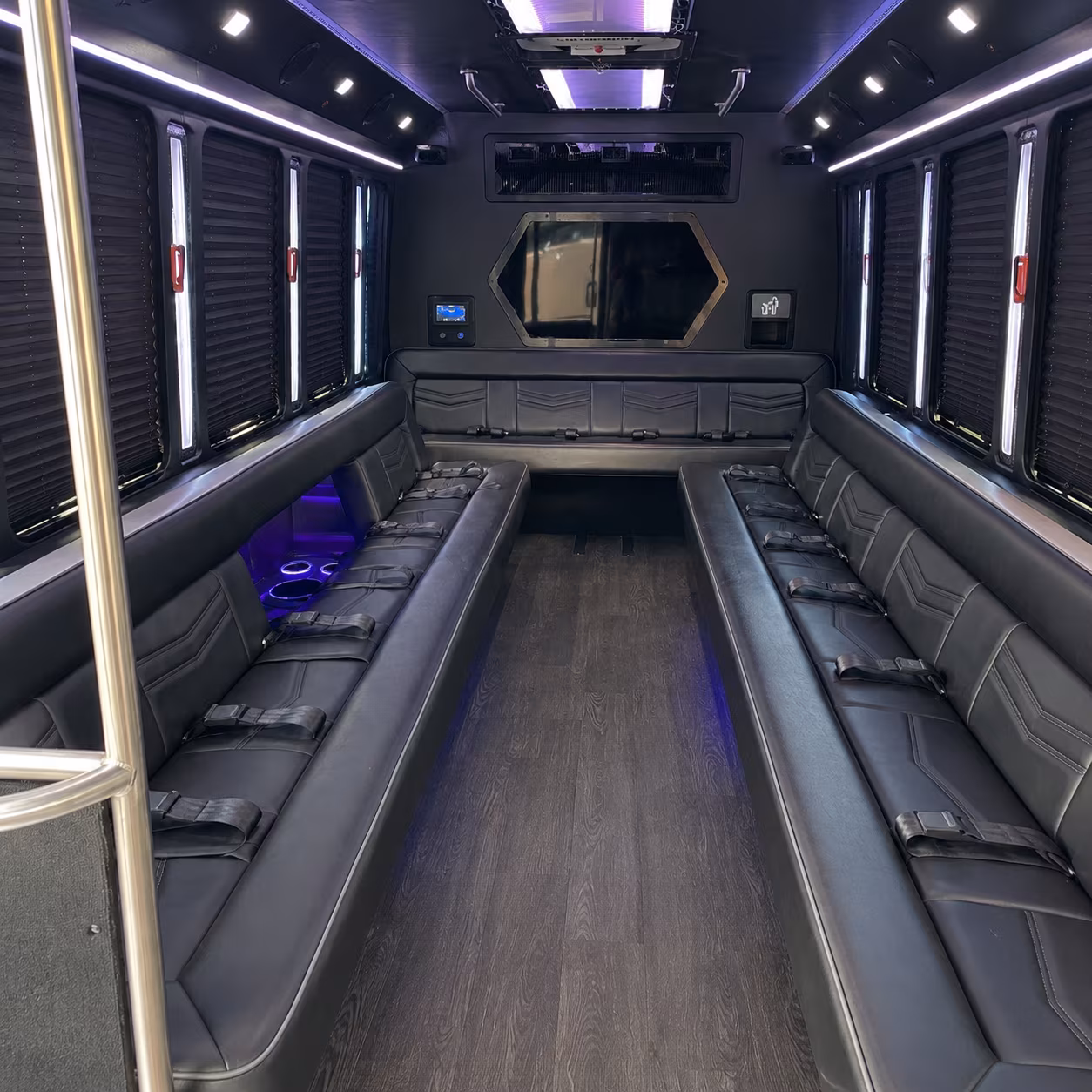 los banos 18 passenger party bus interior