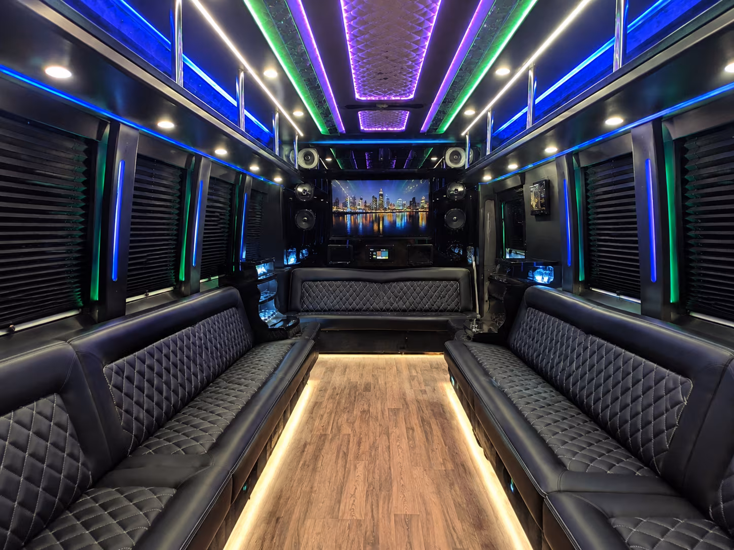 los banos 25 passenger party bus interior