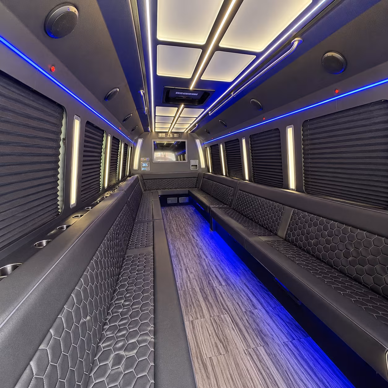 los banos 30 passenger party bus interior