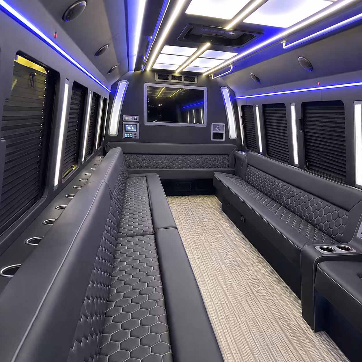 los banos 40 passenger party bus inside