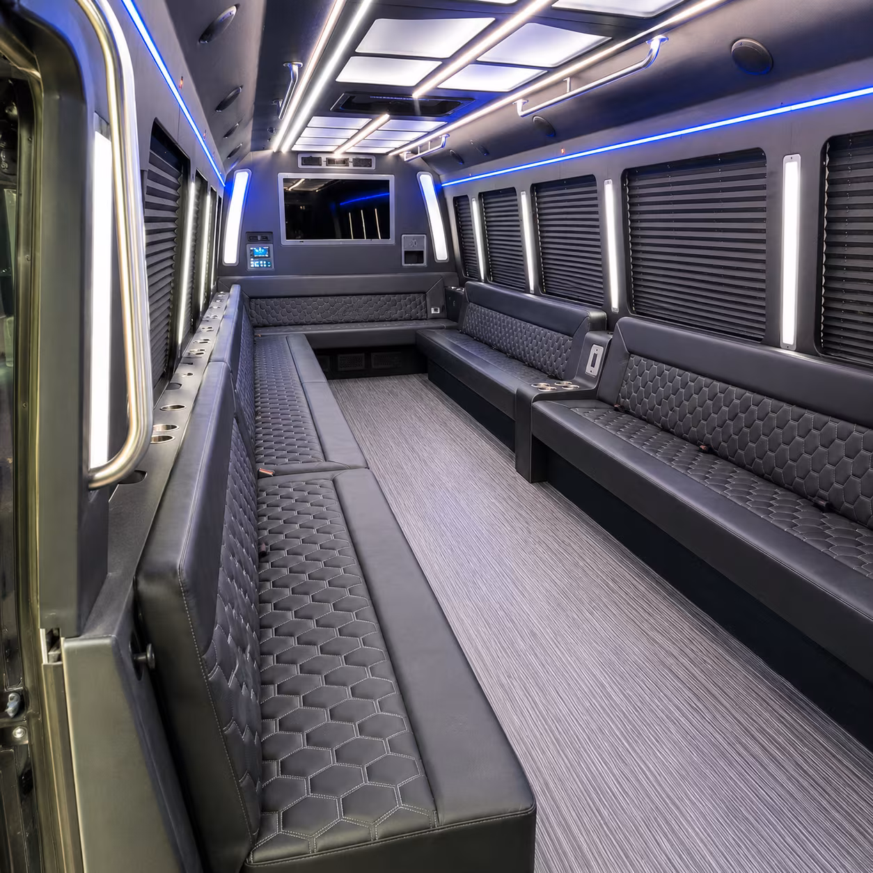 los banos 40 passenger party bus interior