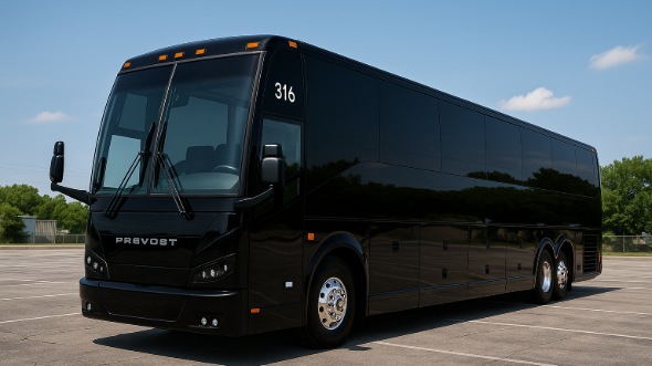 Exterior of Charter Bus Company Los Banos's 50 Passenger Charter Bus in Los Banos