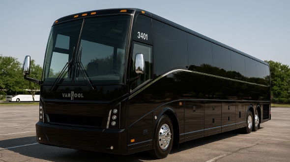Exterior of Charter Bus Company Los Banos's 54 Passenger Charter Bus in Los Banos