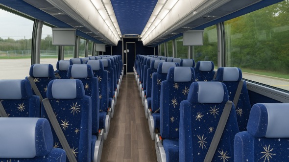 Interior of Charter Bus Company Los Banos's 55 Passenger Charter Bus in Los Banos