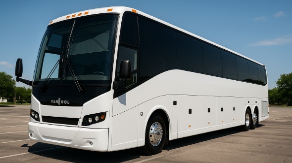 Exterior of Charter Bus Company Los Banos's 55 Passenger Charter Bus in Los Banos