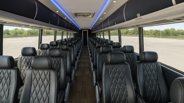 Interior of Charter Bus Company Los Banos's 56 Passenger Charter Bus in Los Banos