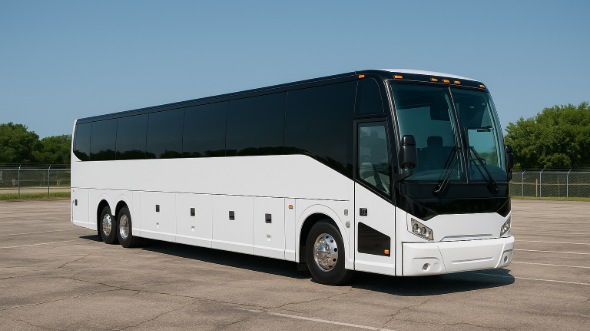 Exterior of Charter Bus Company Los Banos's 56 Passenger Charter Bus in Los Banos
