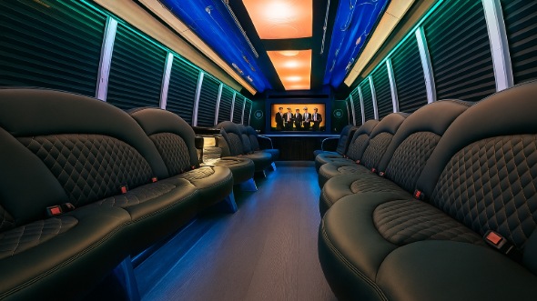 Interior of Charter Bus Company Hollister's Party Bus in Hollister