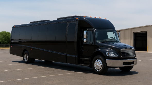 Exterior of Charter Bus Company Los Banos's Party Bus in Los Banos