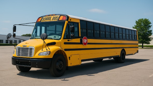 Exterior of Charter Bus Company Los Banos's School Bus in Los Banos