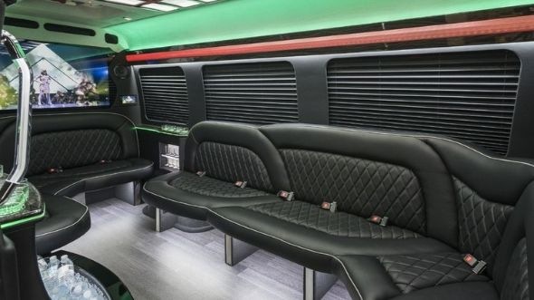Interior of Charter Bus Company Hollister's Sprinter Limo in Hollister
